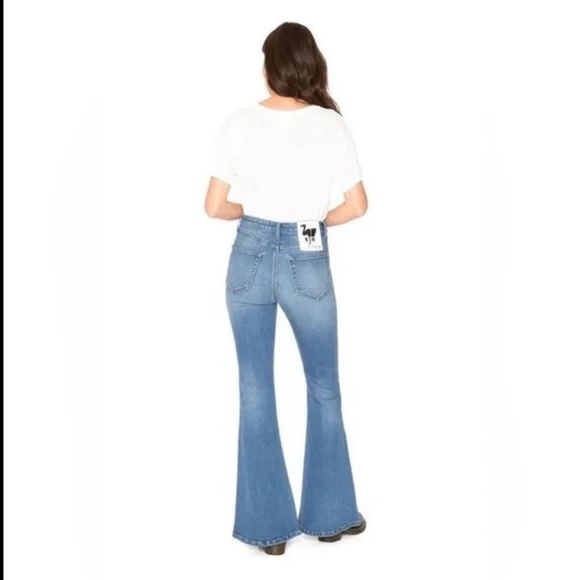 Sandrine Rose x Free People Super Flare Denim Jeans Petal Pink Size 25 - NWT - Picture 5 of 13